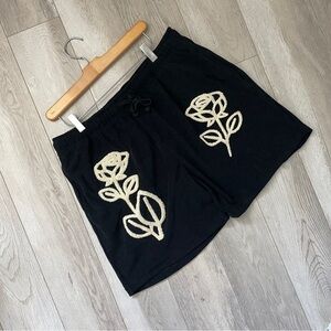 Negative Space Shorts rose applique terry mens Black (xlarge) streetwear beach